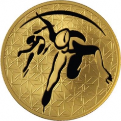 Золотая монета "Шорт-трек", 200 рублей, 2010 год