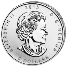 Серебряная монета Канады 5 долларов "Сова" 1oz, 31,1г., Ag 9999, 2015 год